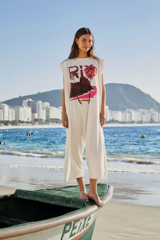 Off-White Rio Sleeveless Organic Cotton Jumpsuit sold by FARM Rio