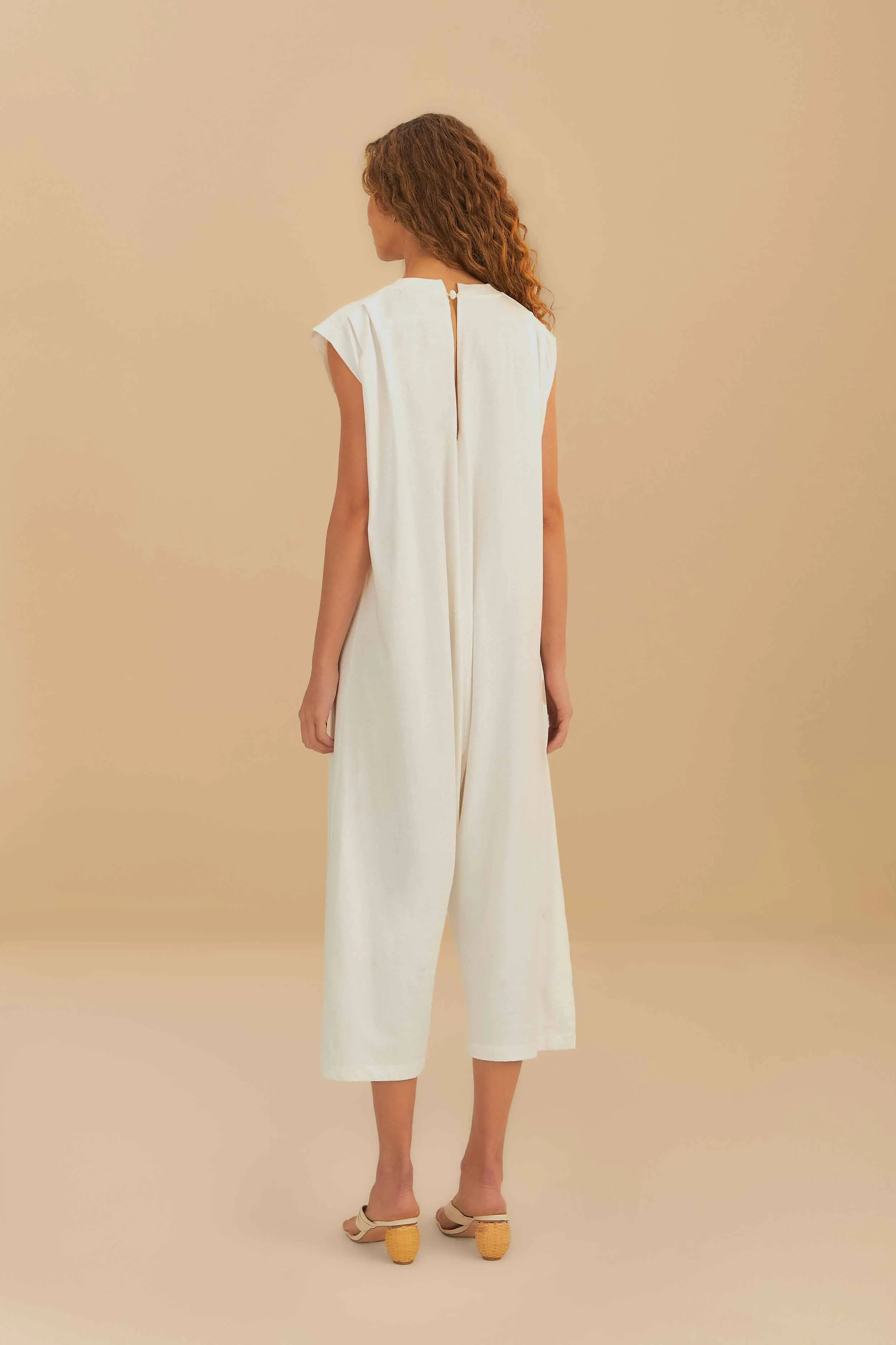 Off-White Rio Sleeveless Organic Cotton Jumpsuit sold by FARM Rio product image thumbnail 5