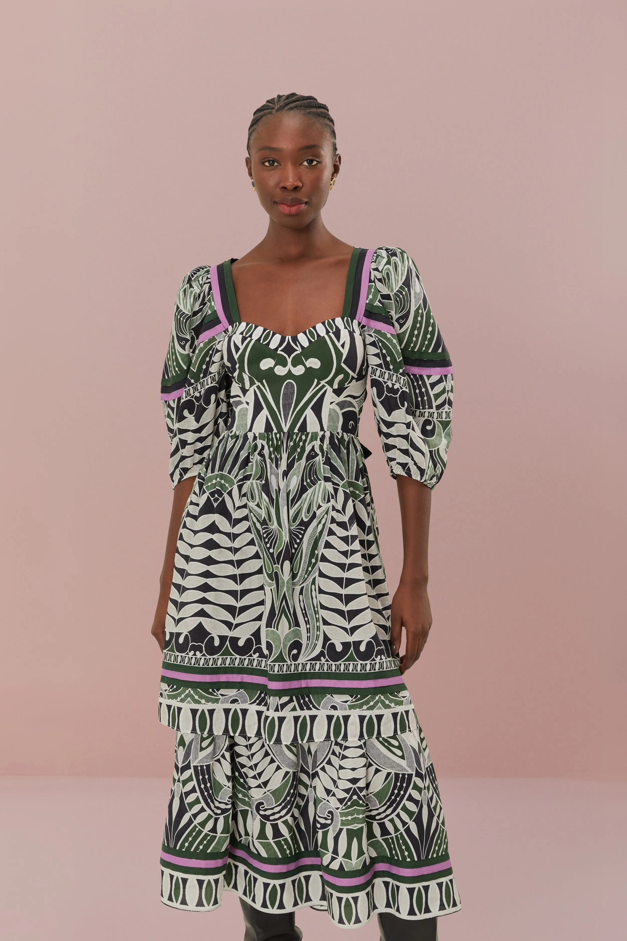 Black Lace Nature Short Sleeve Maxi Dress sold by FARM Rio product image thumbnail 2