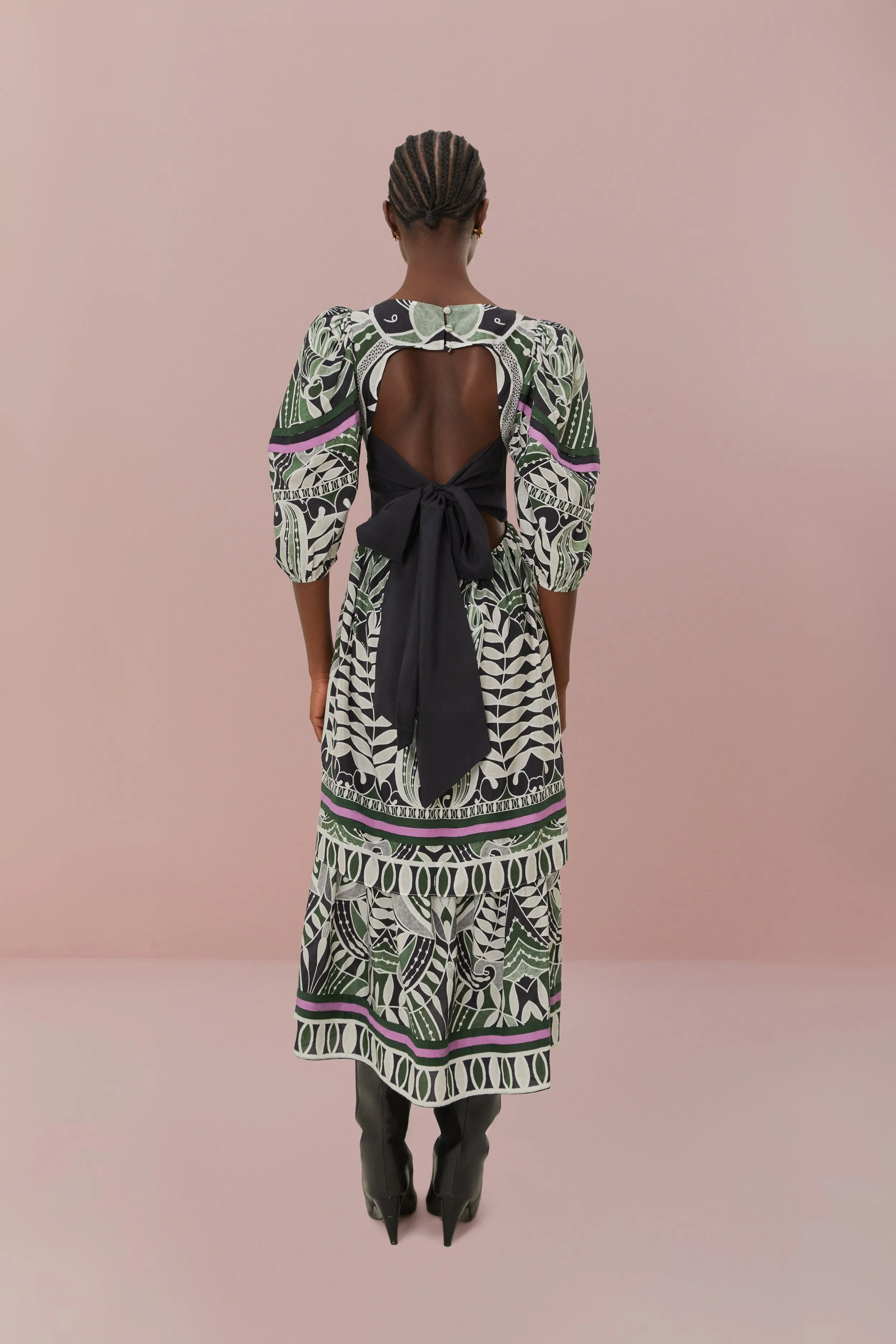 Black Lace Nature Short Sleeve Maxi Dress sold by FARM Rio product image thumbnail 3