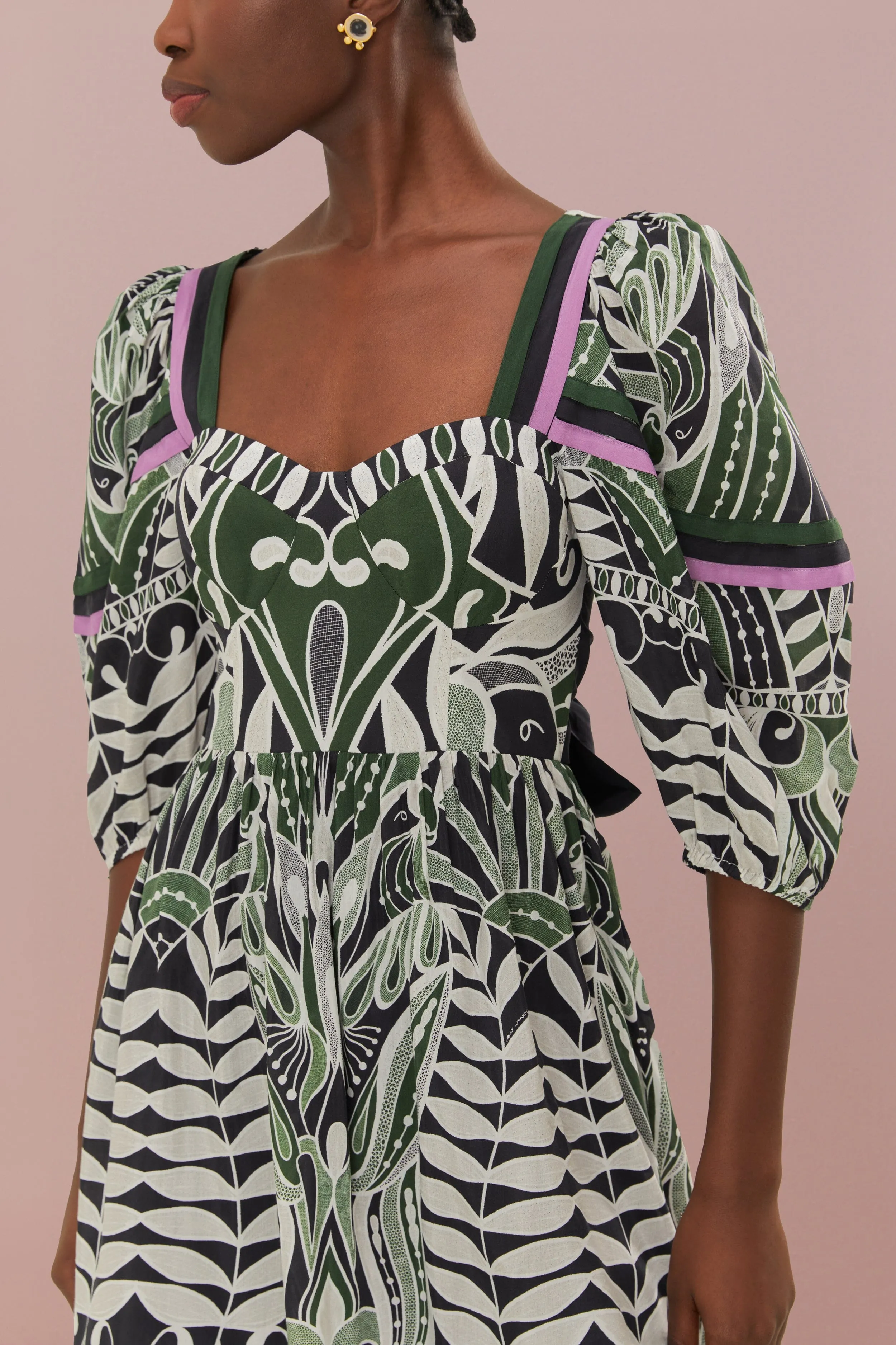 Black Lace Nature Short Sleeve Maxi Dress sold by FARM Rio product image thumbnail 4