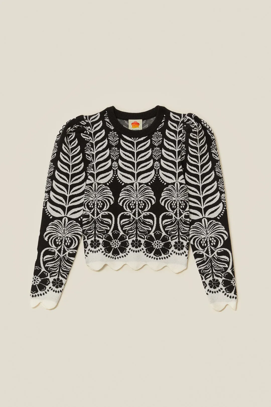 Black Ainika Tropical Splendor Puff Sleeve Knit Blouse sold by FARM Rio product image thumbnail 5