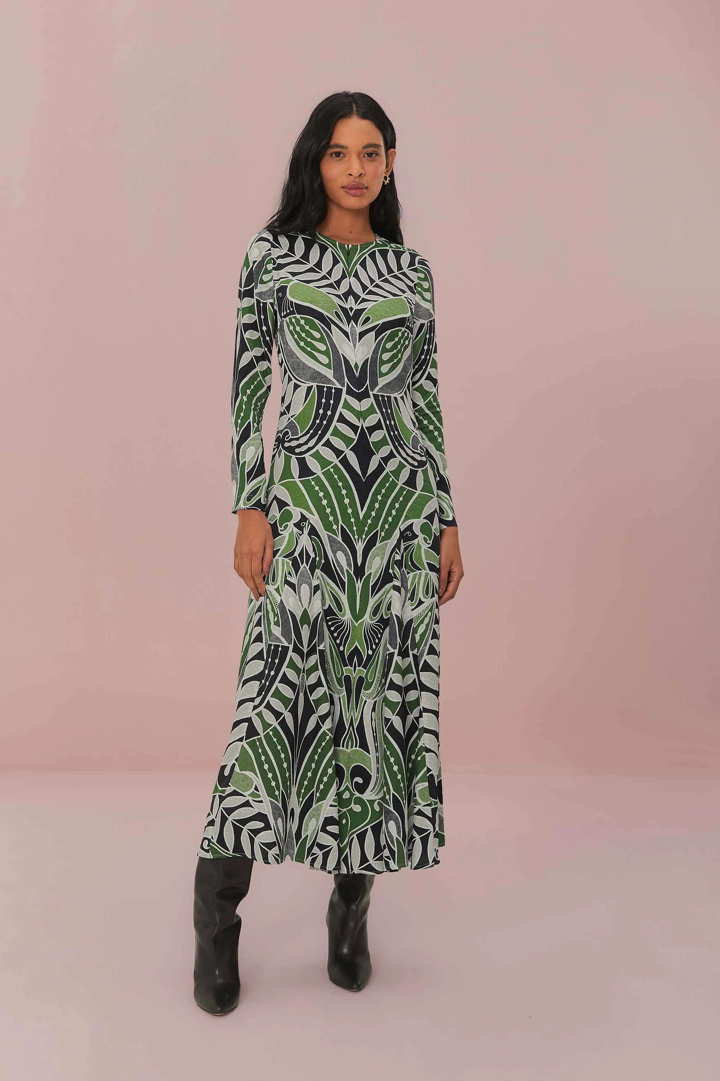 Black Lace Nature Midi Dress sold by FARM Rio