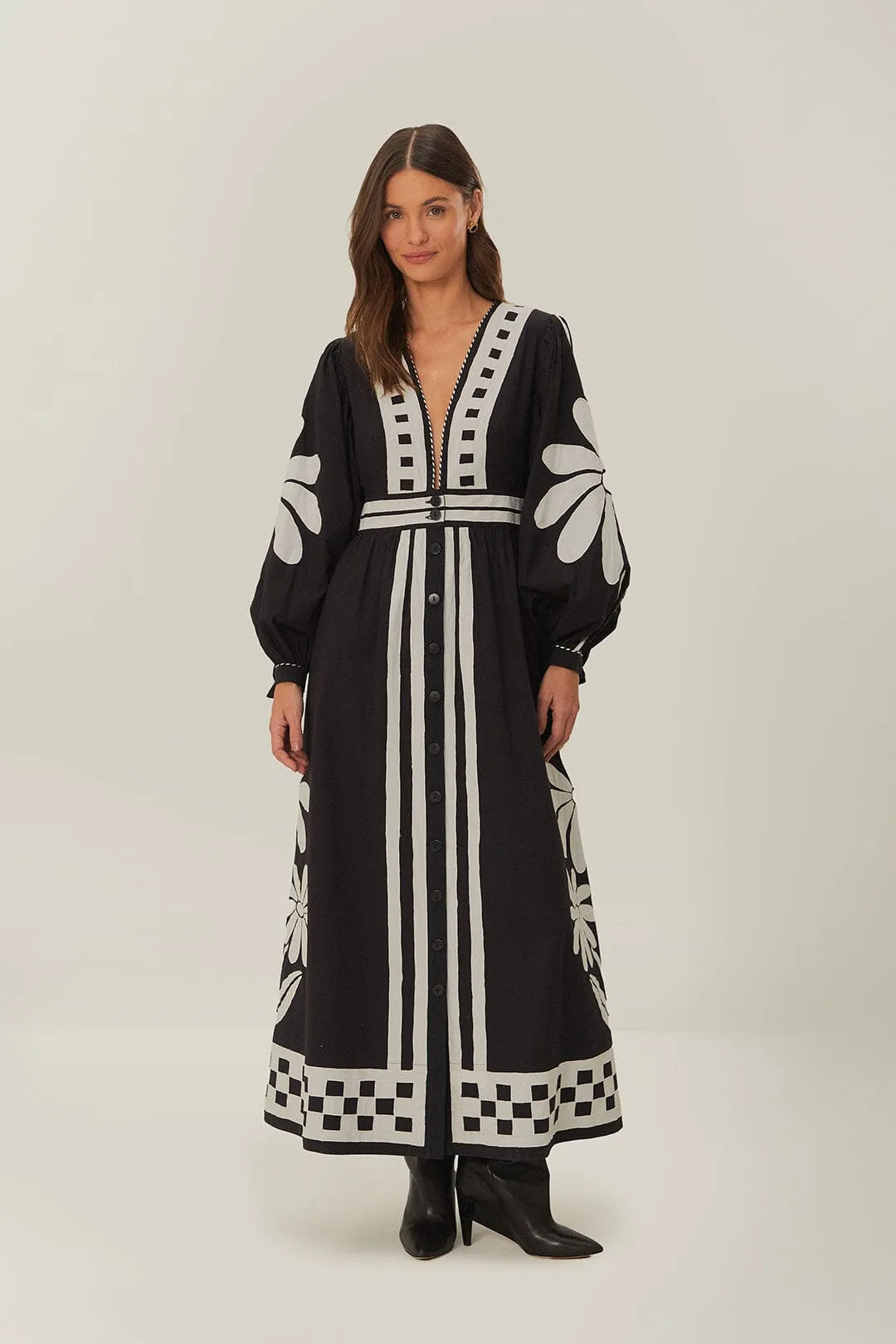 Black Nature Buttoned Maxi Dress sold by FARM Rio