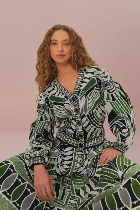 Black Lace Nature Knit Cardigan sold by FARM Rio