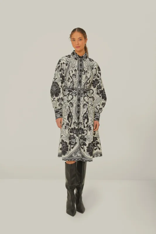 Off-White Flower Leopards Collared Midi Dress sold by FARM Rio