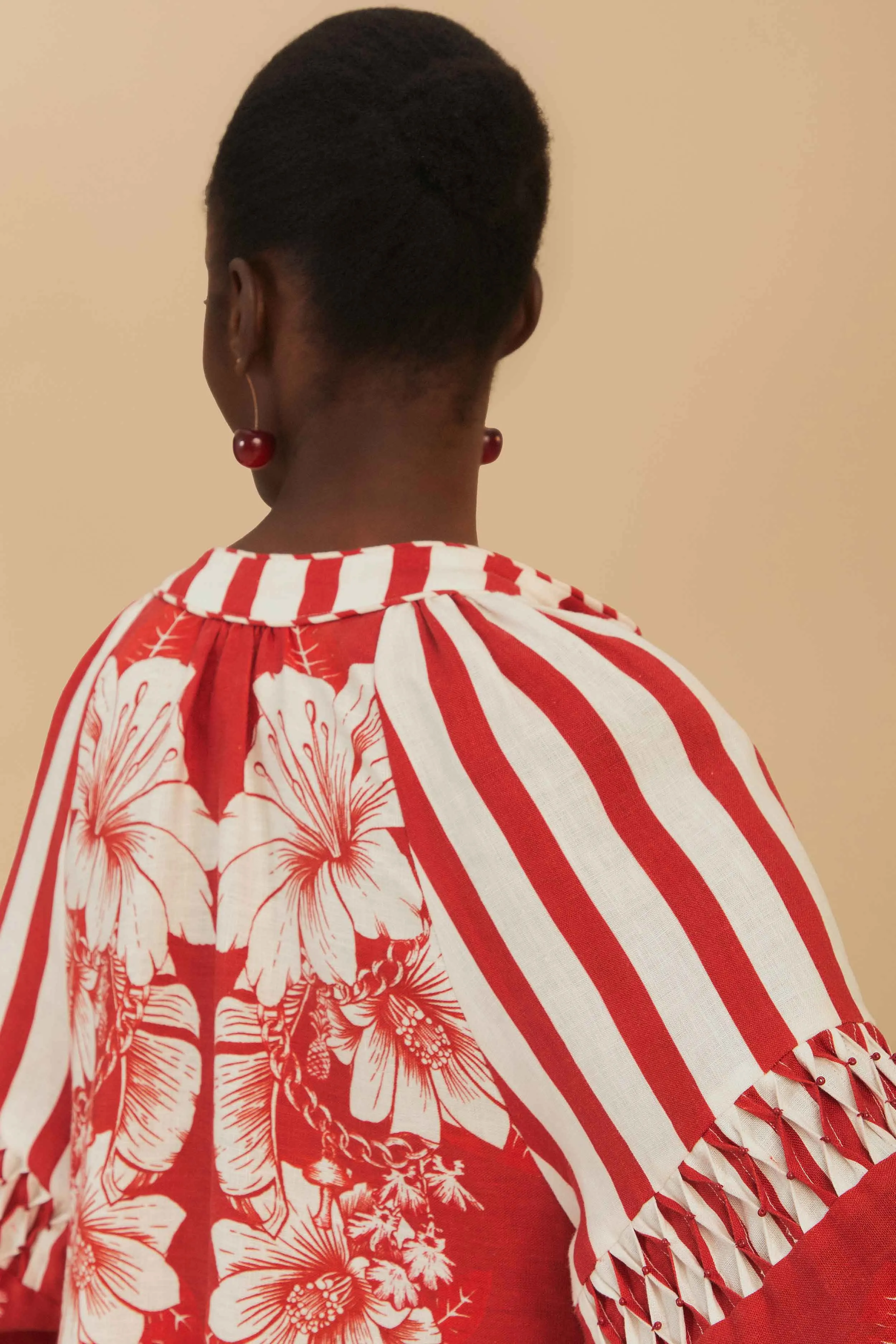 Red Floral Chains Stripes Midi Dress sold by FARM Rio product image thumbnail 5