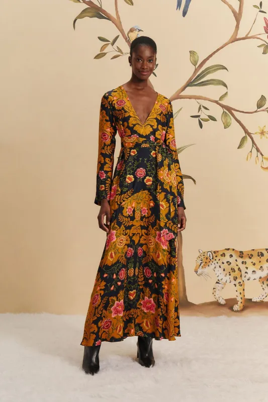 Black Arabesque Floral LENZING™ ECOVERO™ Viscose Maxi Dress sold by FARM Rio