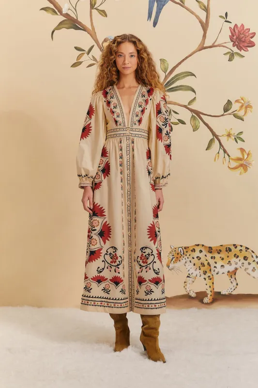 Cream Cashew Mandala Maxi Dress sold by FARM Rio