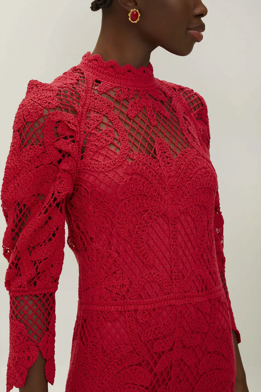 Red Lace Long Sleeve Knit Dress sold by FARM Rio product image thumbnail 2