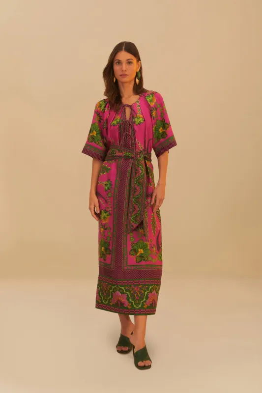 Pink Ana Tapestry Maxi Dress made by FARM Rio