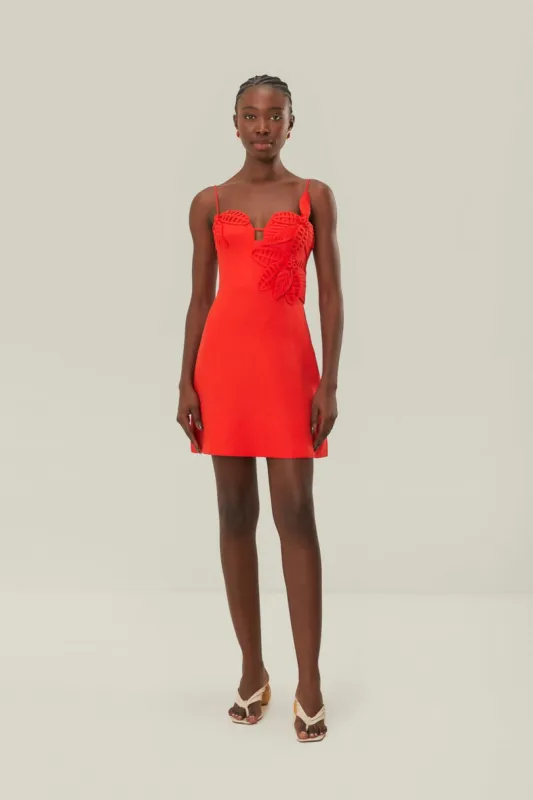 Red 3D Flower Bodice Mini Dress sold by FARM Rio