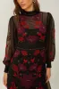 Black Organza Long Sleeve Midi Dress sold by FARM Rio