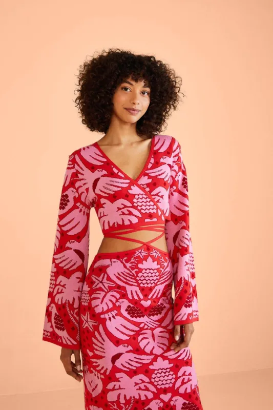 Red Jungle Scarf Knit Top sold by FARM Rio