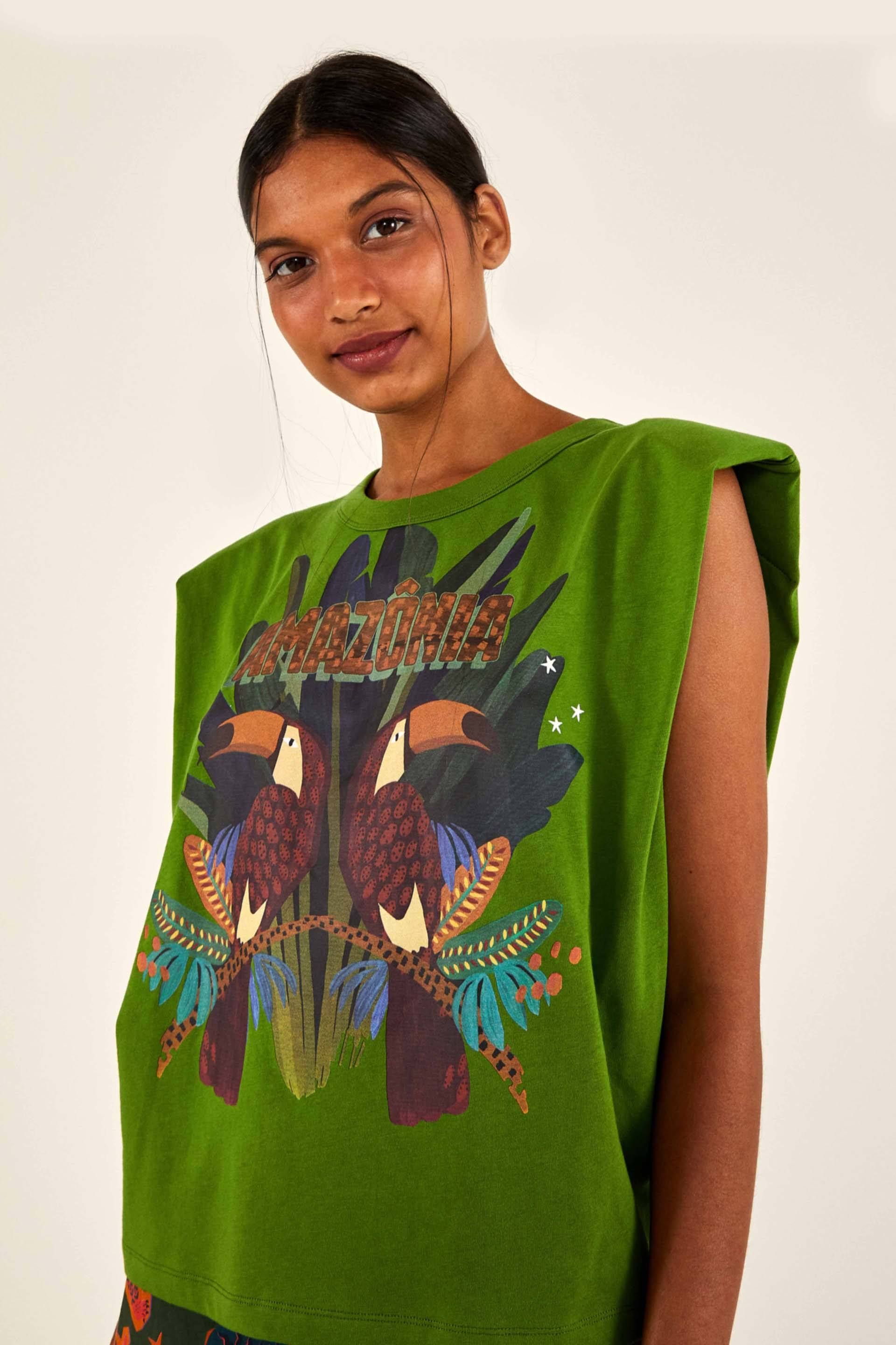 Green Amazonia T-shirt sold by FARM Rio
