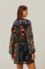 Black Mixed Arabesque Scarves Long Sleeve Mini Dress sold by FARM Rio