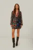 Black Mixed Arabesque Scarves Long Sleeve Mini Dress sold by FARM Rio