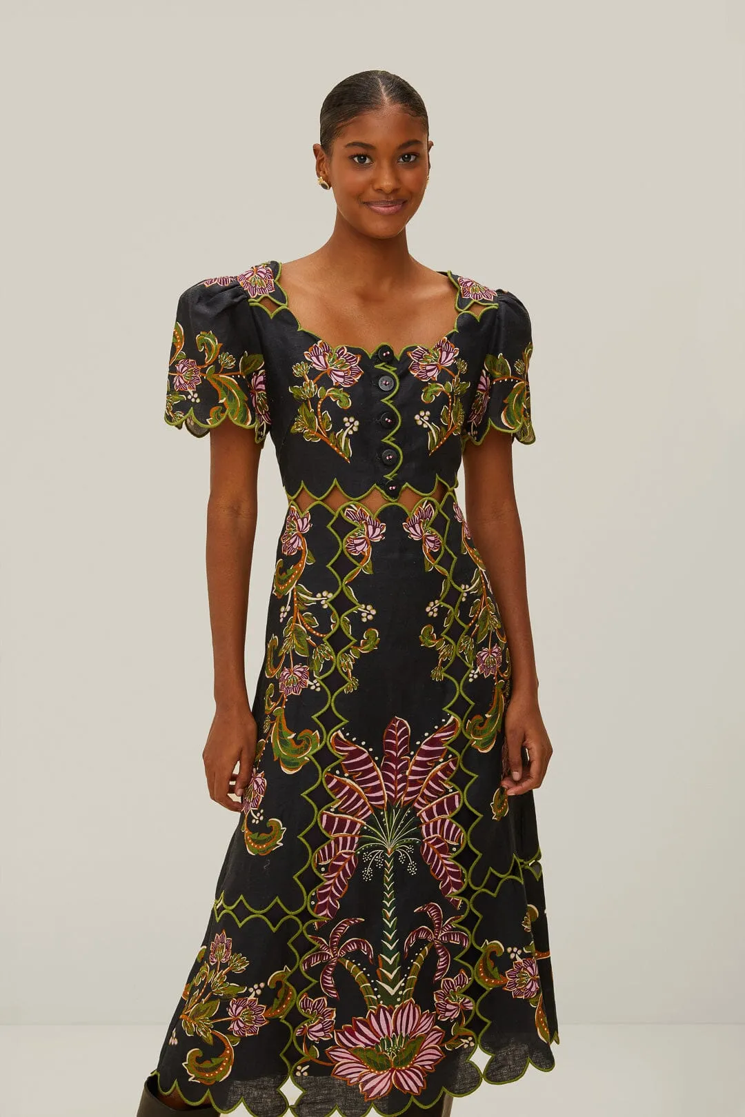 Black Ravenala Short Sleeve Maxi Dress sold by FARM Rio product image thumbnail 2