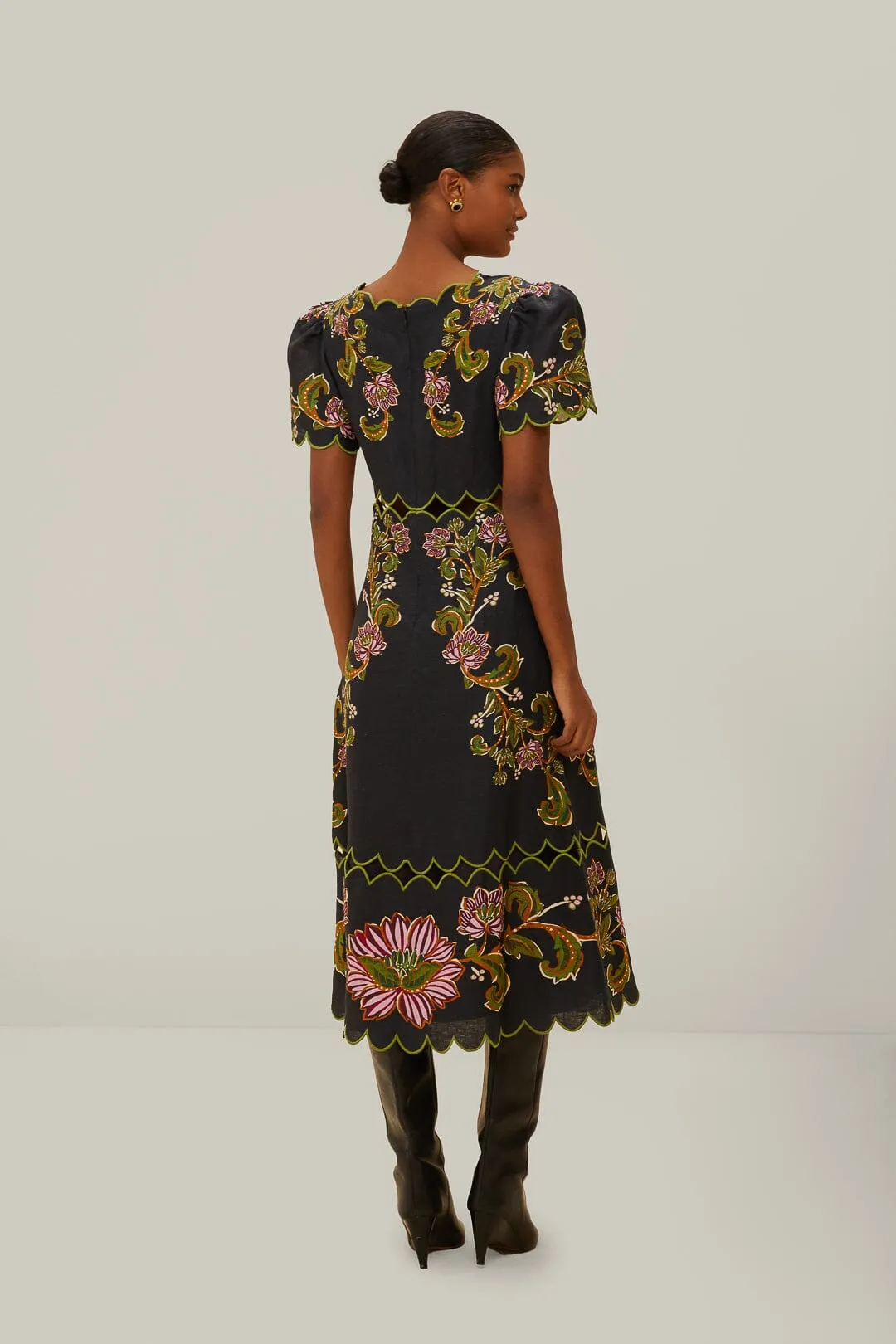 Black Ravenala Short Sleeve Maxi Dress sold by FARM Rio product image thumbnail 4