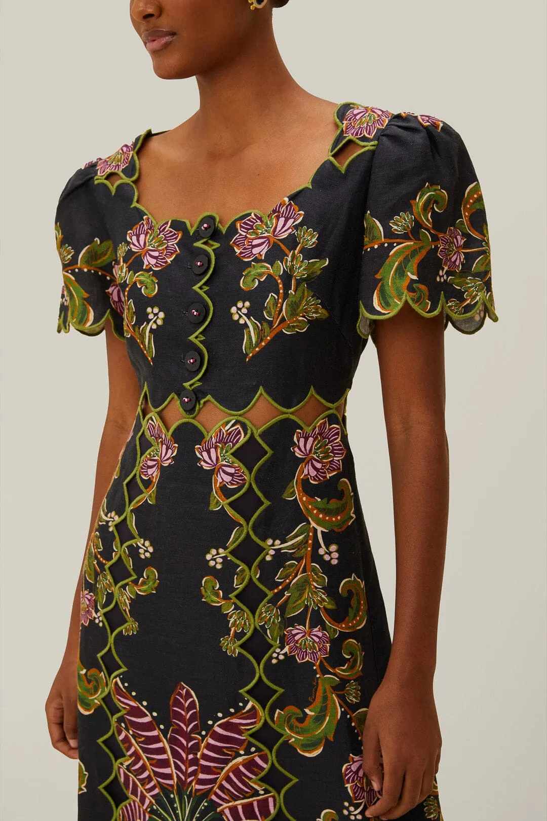 Black Ravenala Short Sleeve Maxi Dress sold by FARM Rio product image thumbnail 3