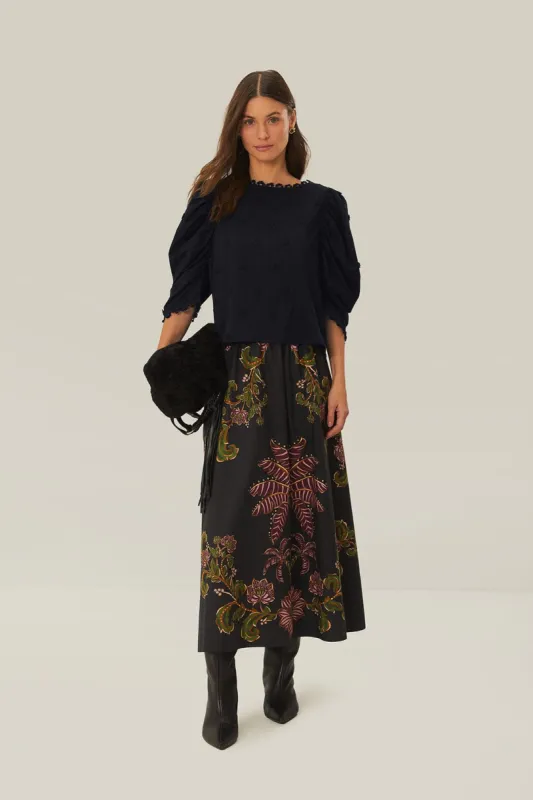 Black 3D Flowers Blouse sold by FARM Rio