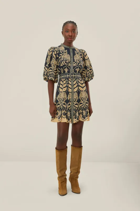 Navy Blue Ainika Tropical Splendor Mini Dress sold by FARM Rio