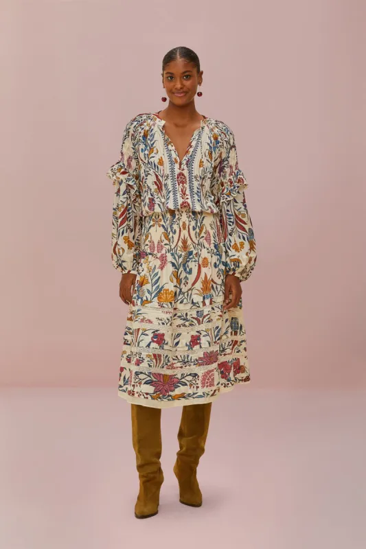 Cream Romantic Lightness Midi Skirt sold by FARM Rio