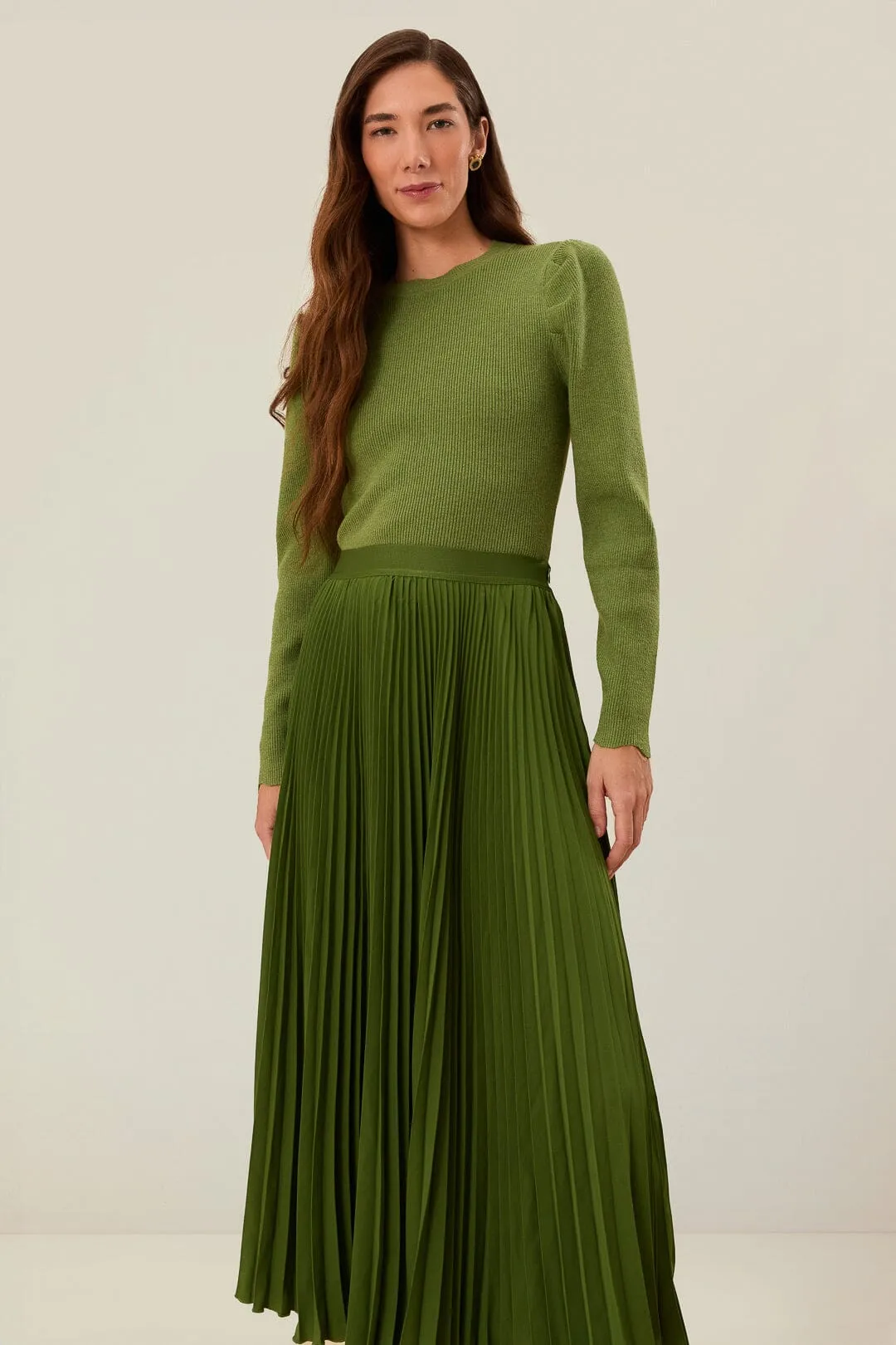Green Pleated Maxi Skirt sold by FARM Rio product image thumbnail 3