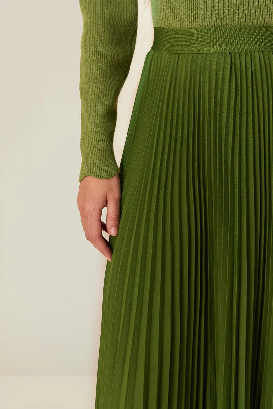 Green Pleated Maxi Skirt sold by FARM Rio product image thumbnail 5