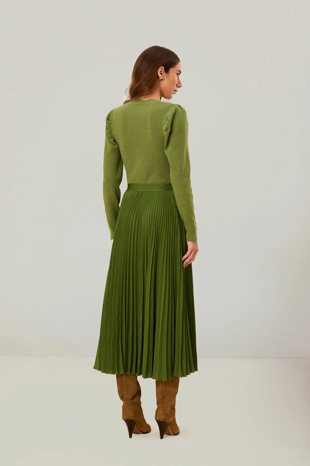 Green Pleated Maxi Skirt sold by FARM Rio product image thumbnail 4