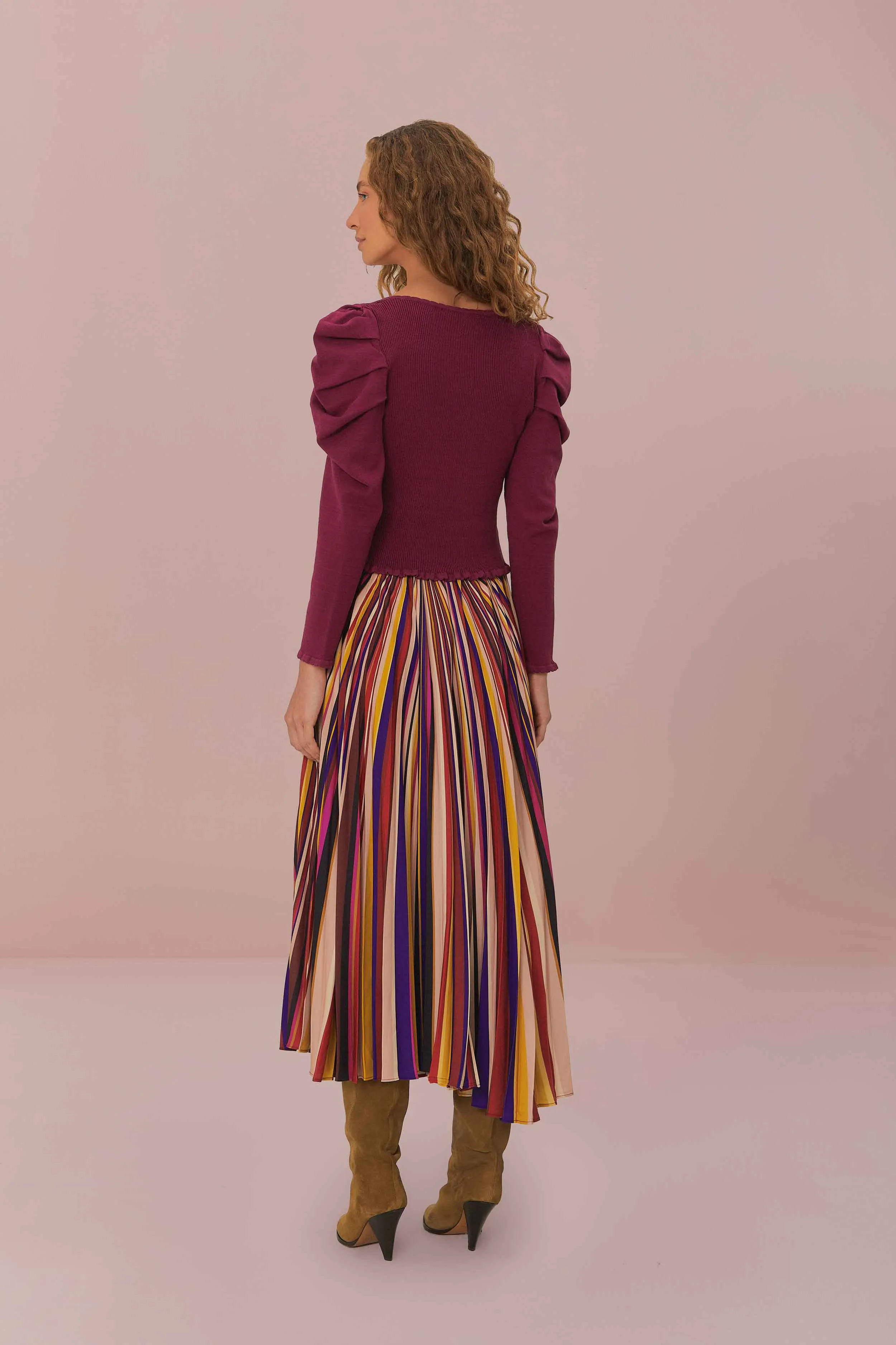 Multicolor Diagonal Stripes Pleated Maxi Skirt sold by FARM Rio product image thumbnail 4
