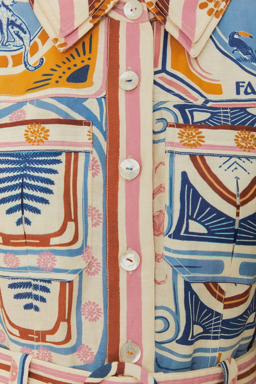 Cream Cerrado Stamps Short Sleeve Mini Dress sold by FARM Rio product image thumbnail 5