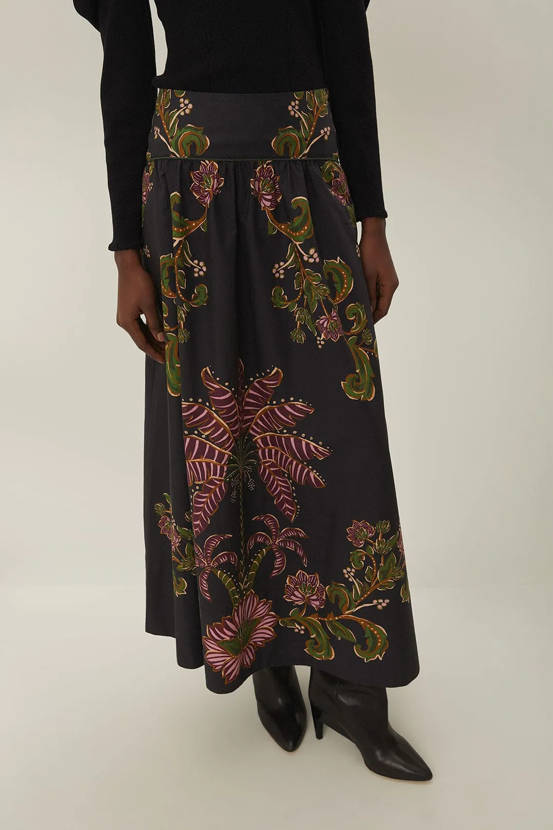 Black Ravenala Midi Skirt sold by FARM Rio product image thumbnail 2