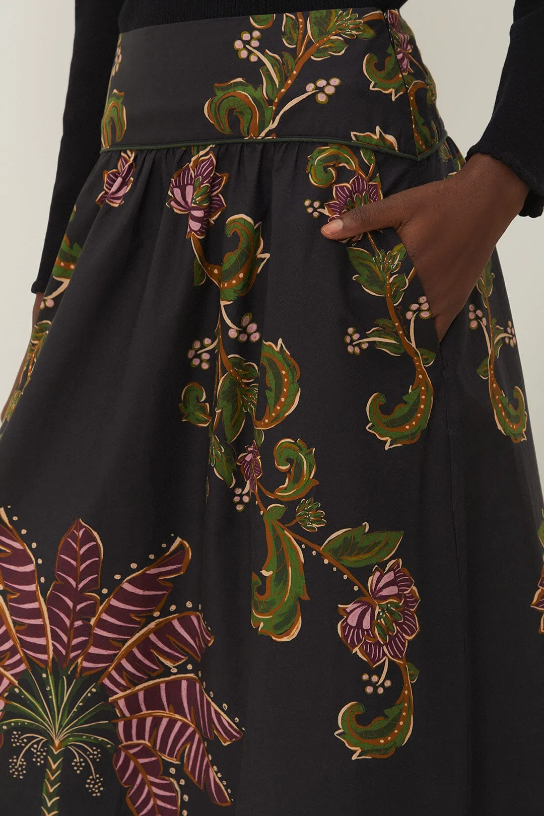 Black Ravenala Midi Skirt sold by FARM Rio product image thumbnail 3
