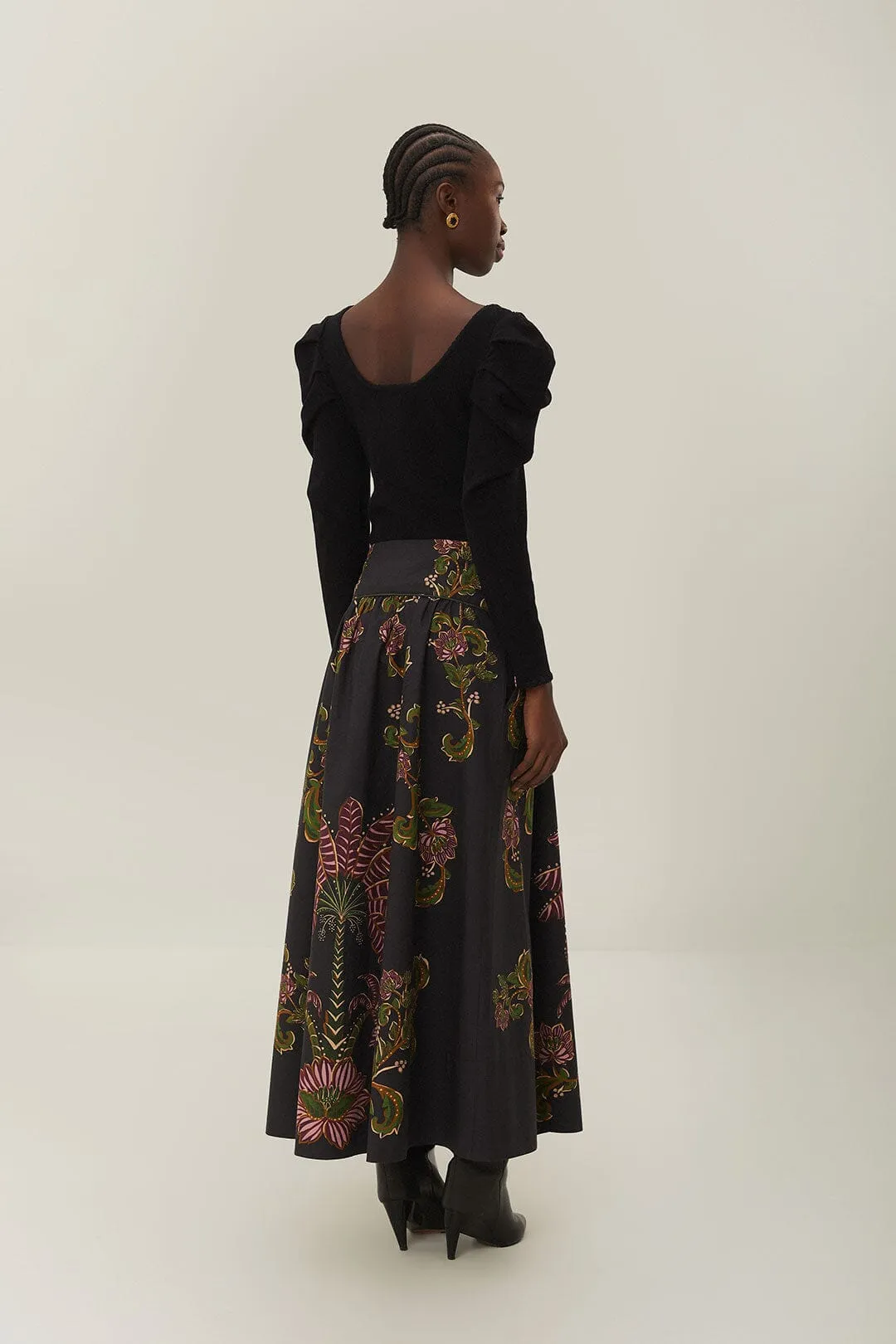 Black Ravenala Midi Skirt sold by FARM Rio product image thumbnail 4