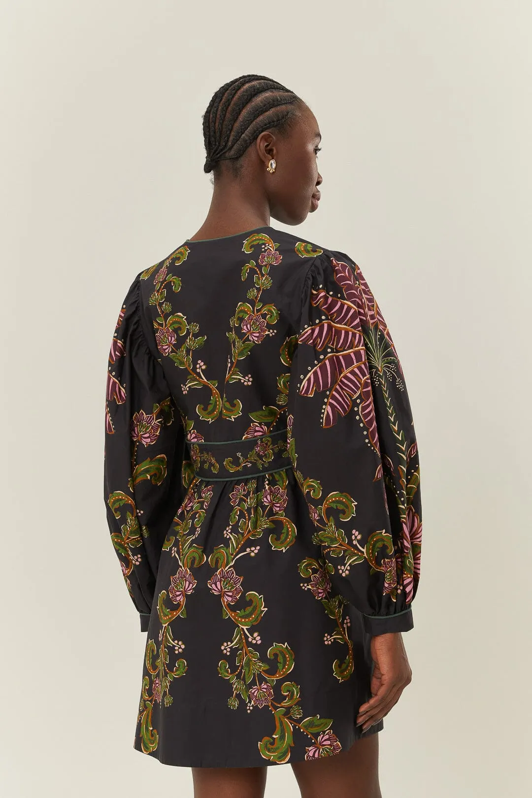 Black Ravenala Puff Sleeve Mini Dress sold by FARM Rio product image thumbnail 5