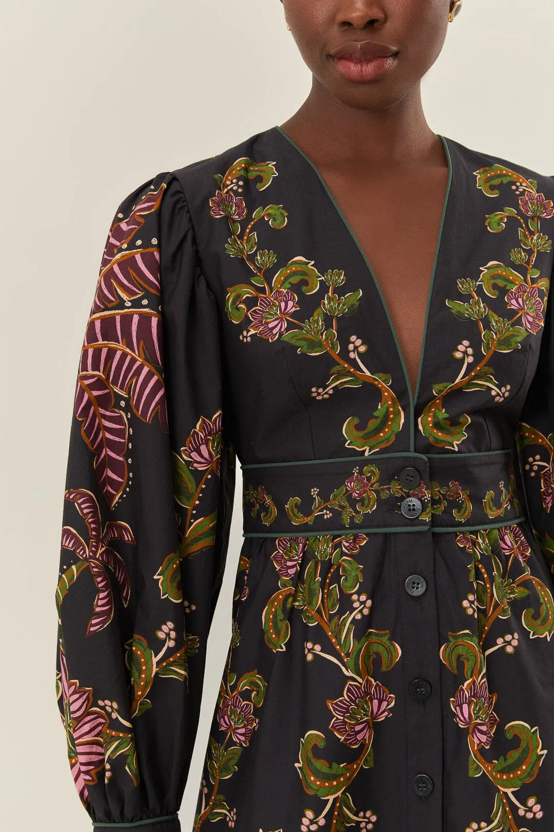 Black Ravenala Puff Sleeve Mini Dress sold by FARM Rio product image thumbnail 3