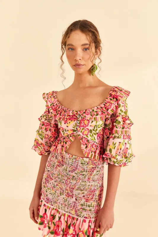 Pink Painted Bananas Top sold by FARM Rio