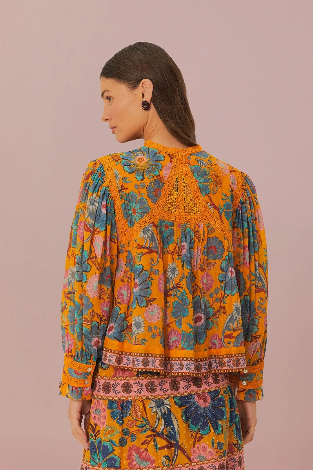 Yellow Mica Short Sleeve Collared Blouse sold by FARM Rio product image thumbnail 5