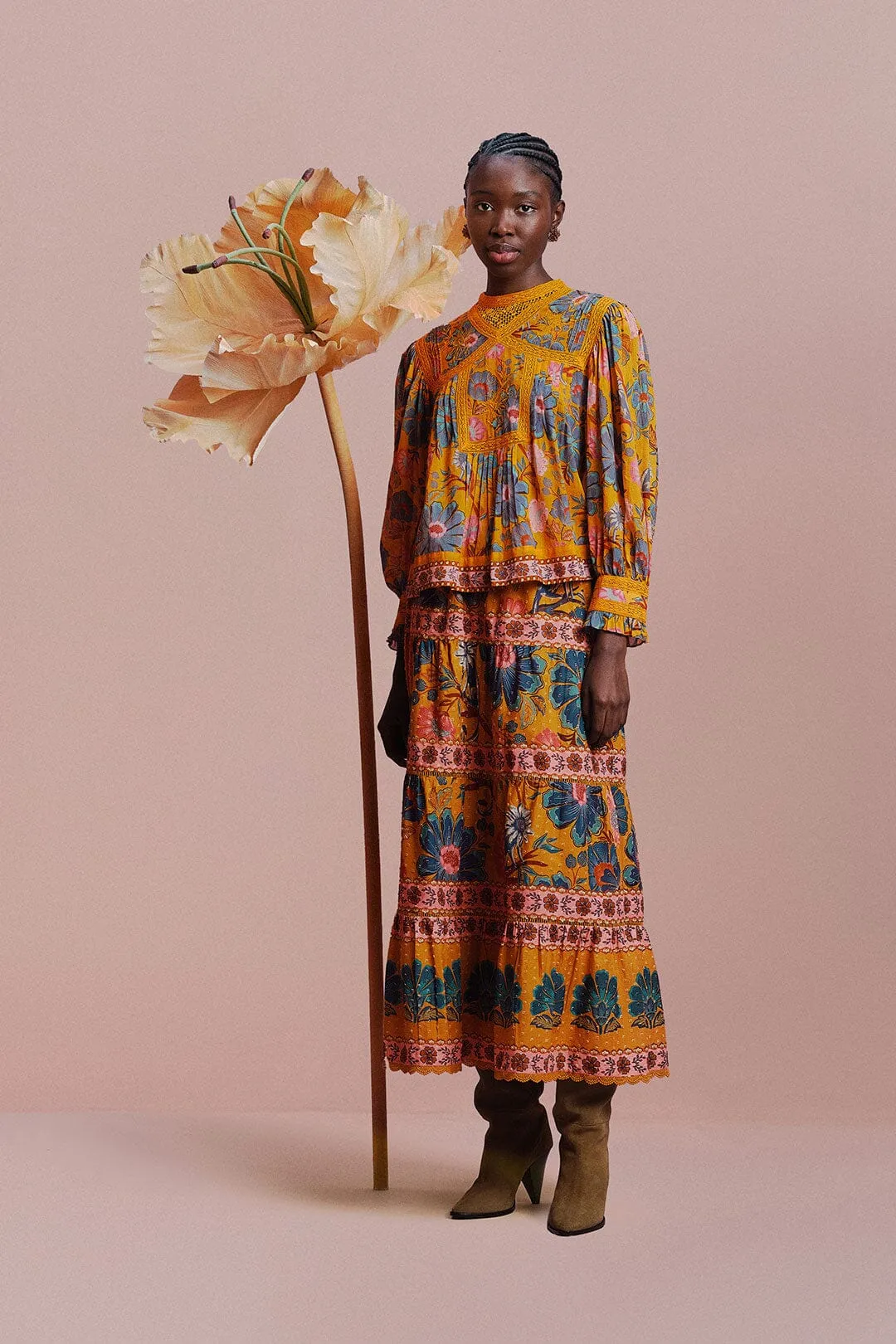 Yellow Mica Short Sleeve Collared Blouse sold by FARM Rio product image thumbnail 2