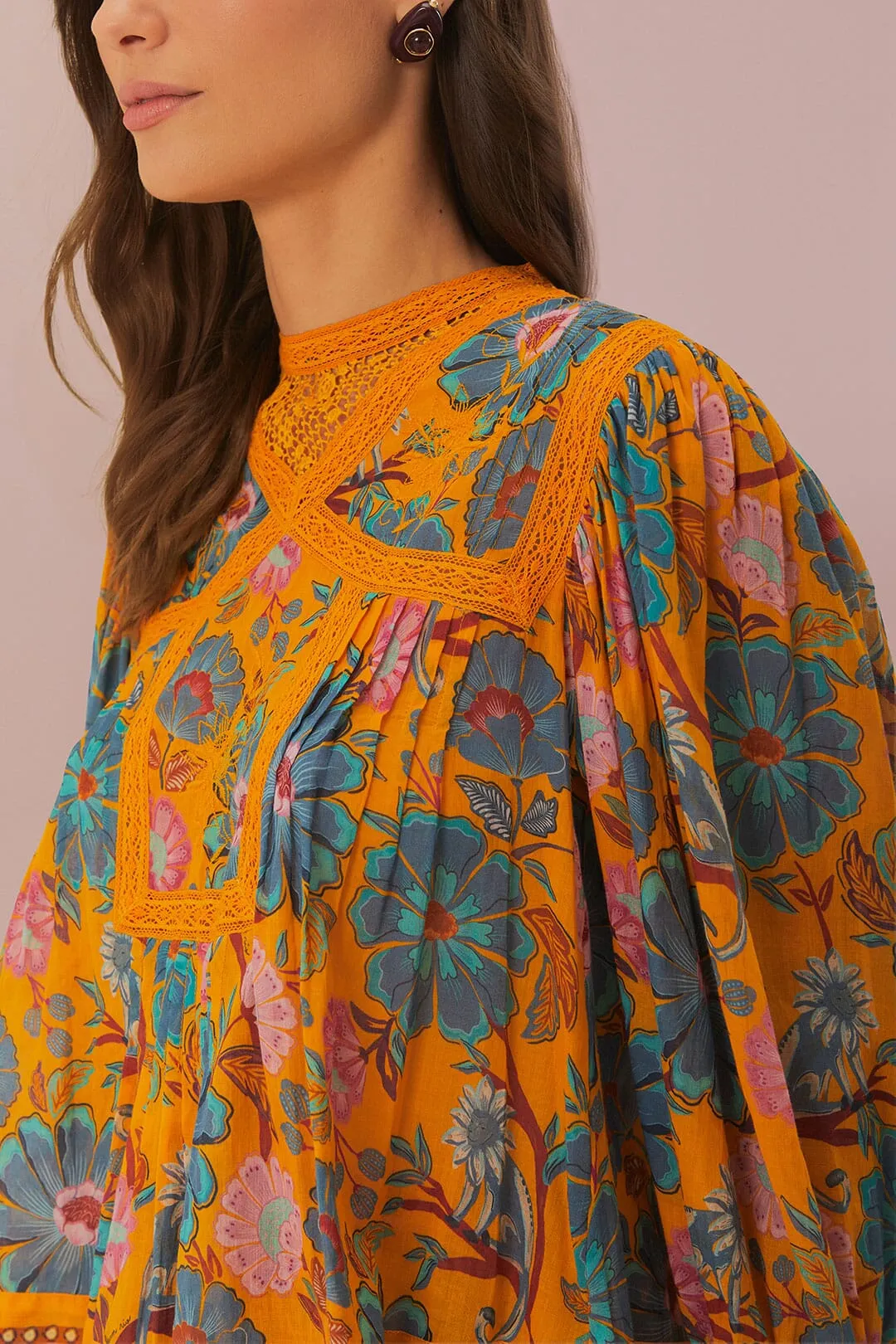 Yellow Mica Short Sleeve Collared Blouse sold by FARM Rio product image thumbnail 3