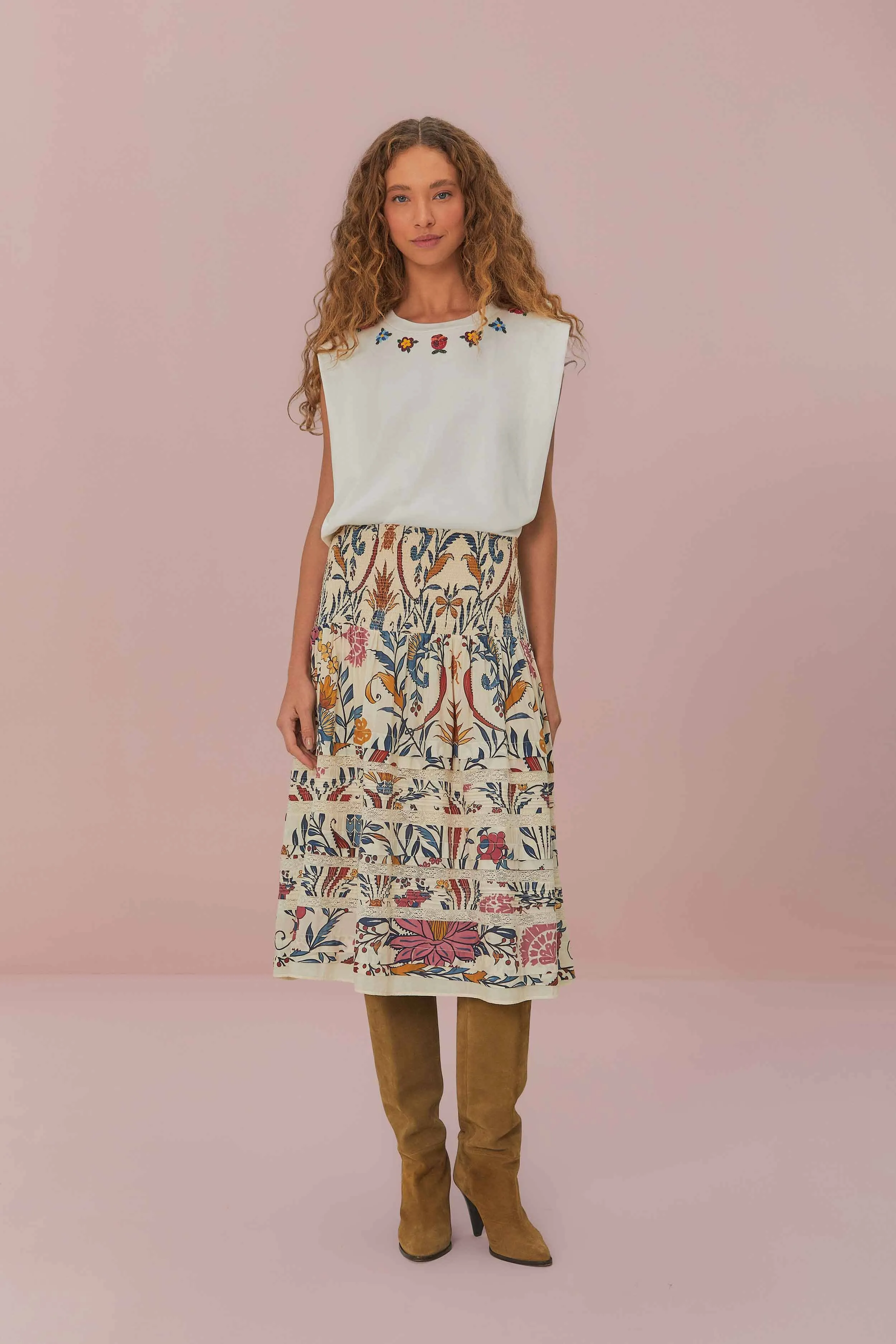 White Beaded Flowers T-Shirt sold by FARM Rio product image thumbnail 2