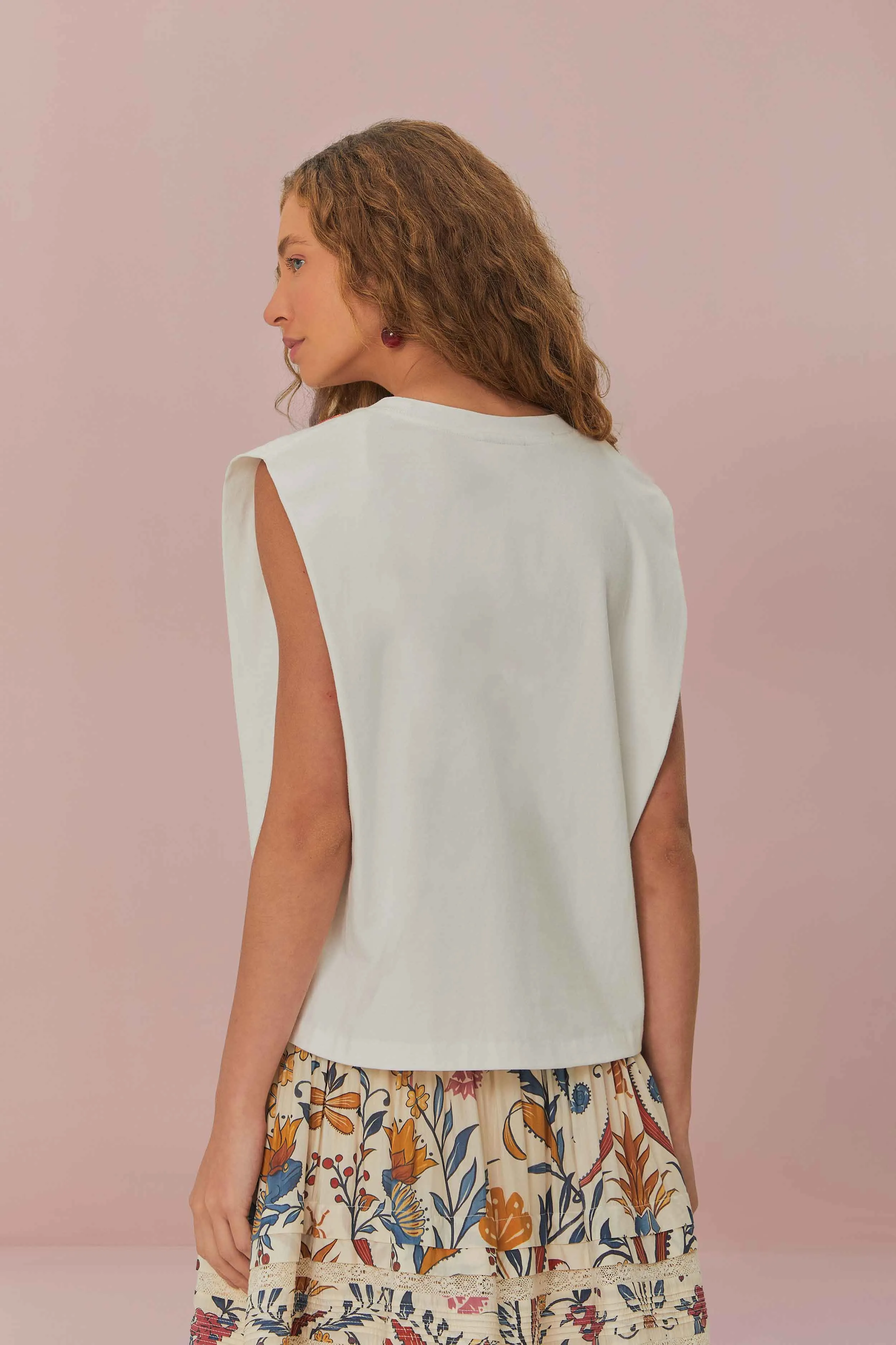 White Beaded Flowers T-Shirt sold by FARM Rio product image thumbnail 4