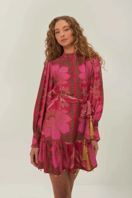 Pink Floral Glam Scarf LENZING™ ECOVERO™ Mini Dress sold by FARM Rio