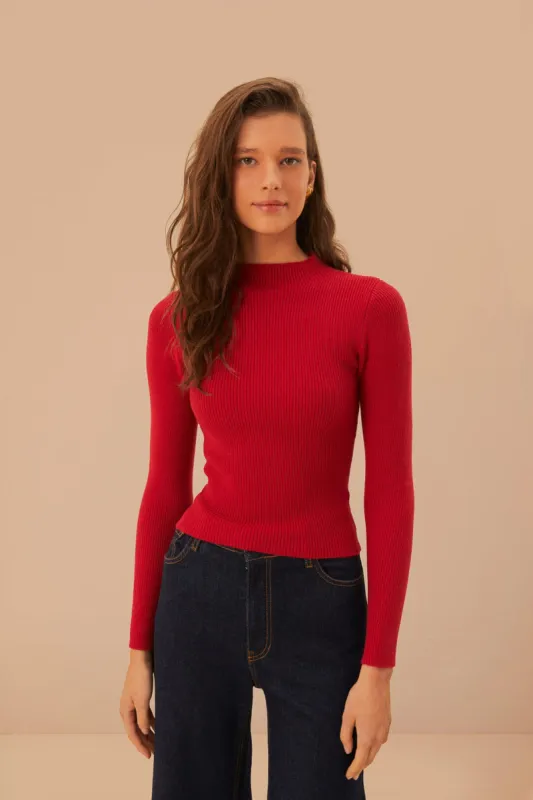 High Neck Burgundy Knit Blouse sold by FARM Rio