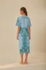 Light Blue And Green Graphic Richelieu Midi Skirt sold by FARM Rio