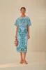 Light Blue And Green Graphic Richelieu Midi Skirt sold by FARM Rio