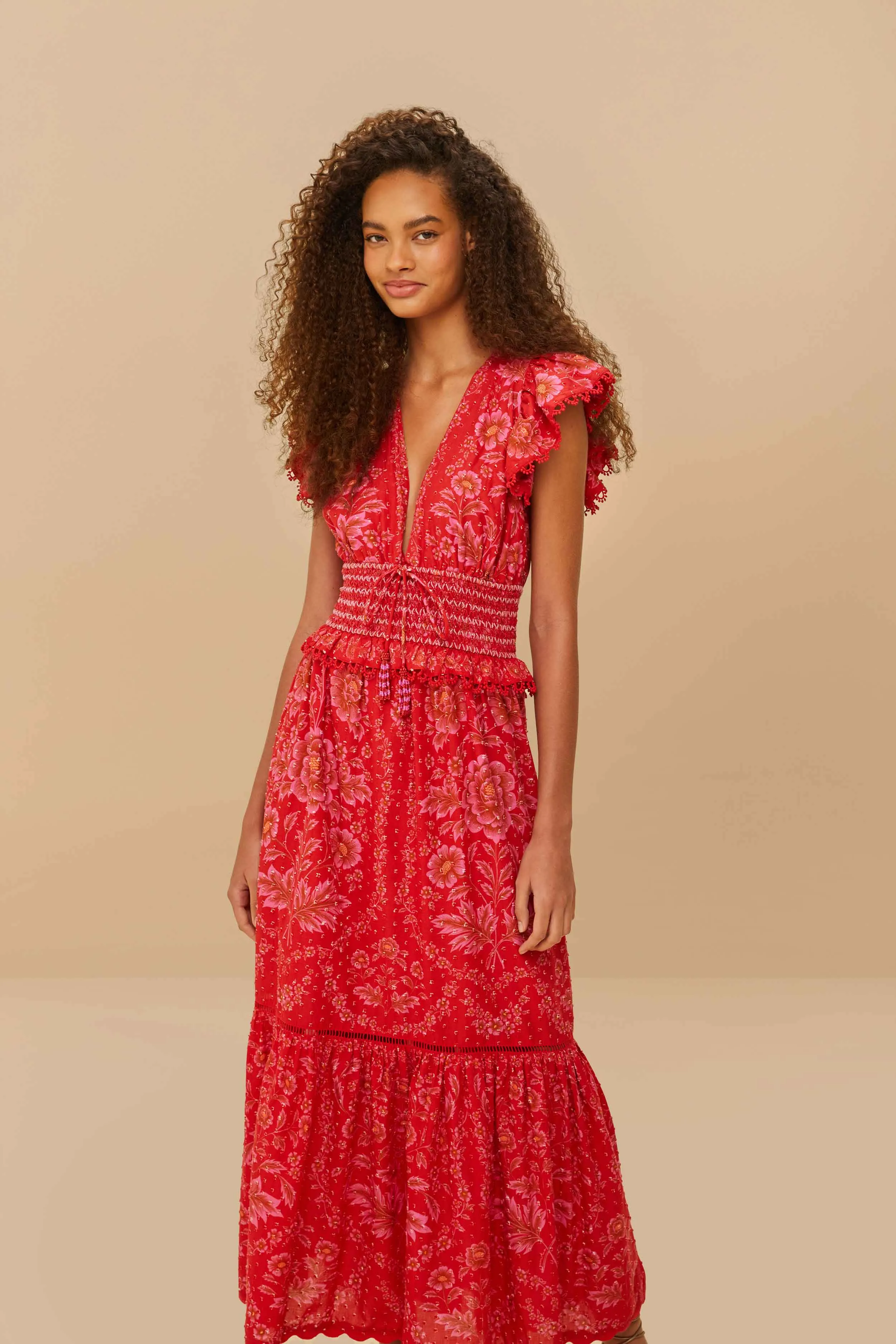 Red Olivia Lace Maxi Dress sold by FARM Rio product image thumbnail 2