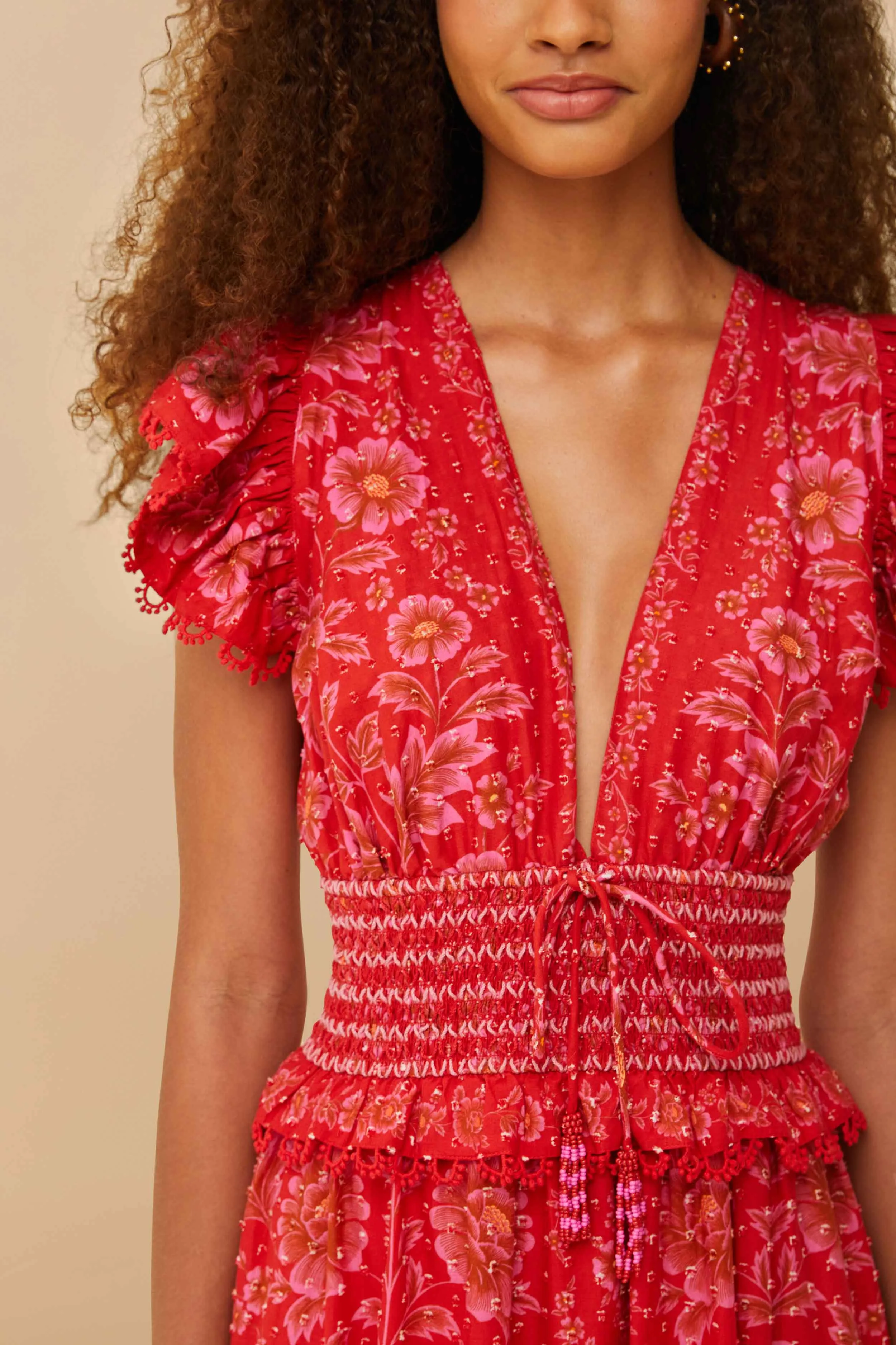Red Olivia Lace Maxi Dress sold by FARM Rio product image thumbnail 3