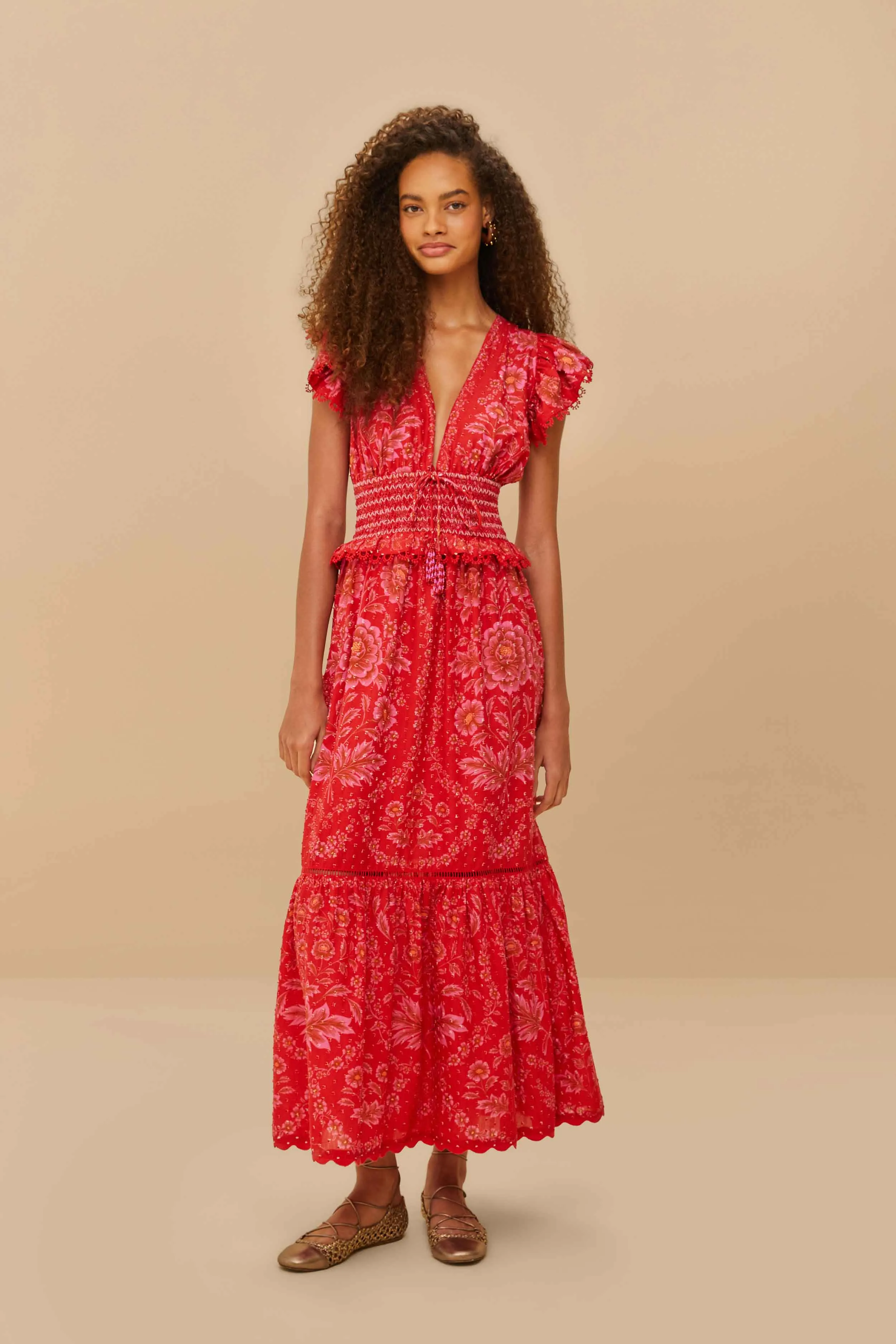 Red Olivia Lace Maxi Dress sold by FARM Rio